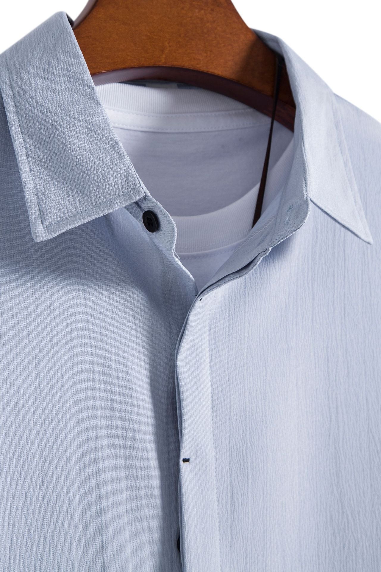 Cross-border 2025 Summer New Men's Short-sleeved Shirt Loose Solid Color Button Short-sleeved Shirt Men's Short-sleeved Shirt