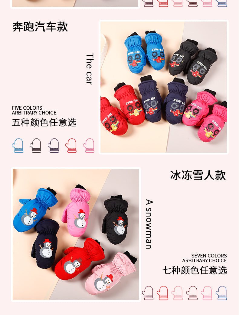 3-10 children's ski gloves outdoor riding gloves winter warm waterproof children's gloves play snow not wet hands
