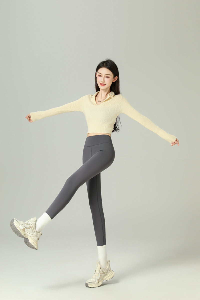 2024 Shark Pants for Women, Fleece-Lined and Thickened, High-Waisted, Hip-Lifting Yoga Pants, Leggings, Lamb Fleece, Plus Size
