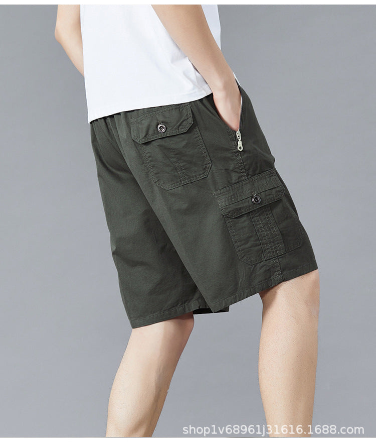 Zoruo childe summer dad summer shorts men's five-length pants cotton pants loose overalls big pants