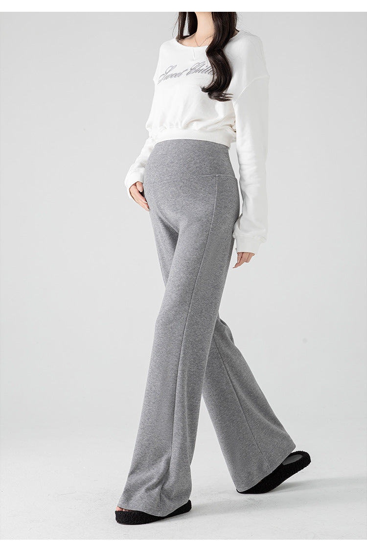 New Pregnant Women's Pants Autumn Loose Micro-flared Pants Autumn and Winter fleece-lined Thickened Pants Small Pregnant Women's Pants