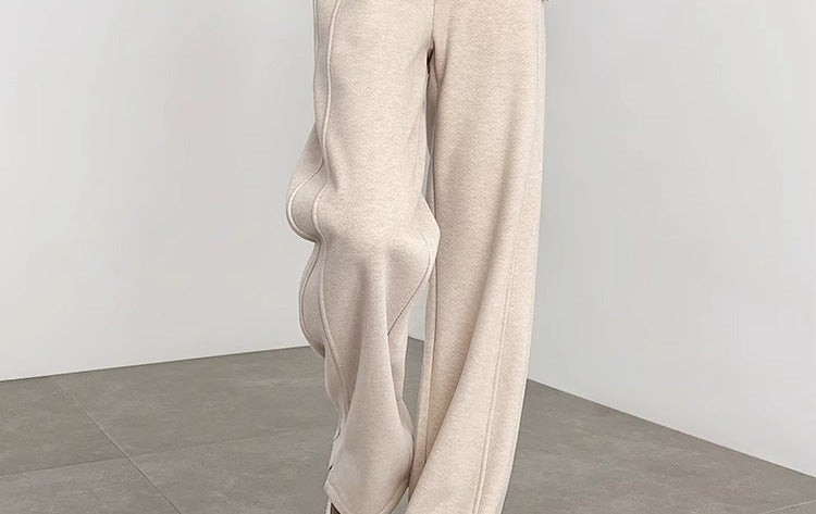 Pregnant Women's Trousers Herringbone Pattern Woolen Belly Narrow Wide-leg Pants Lazy Casual Glutinous Rice Pants Trousers Pregnant Women's Wear
