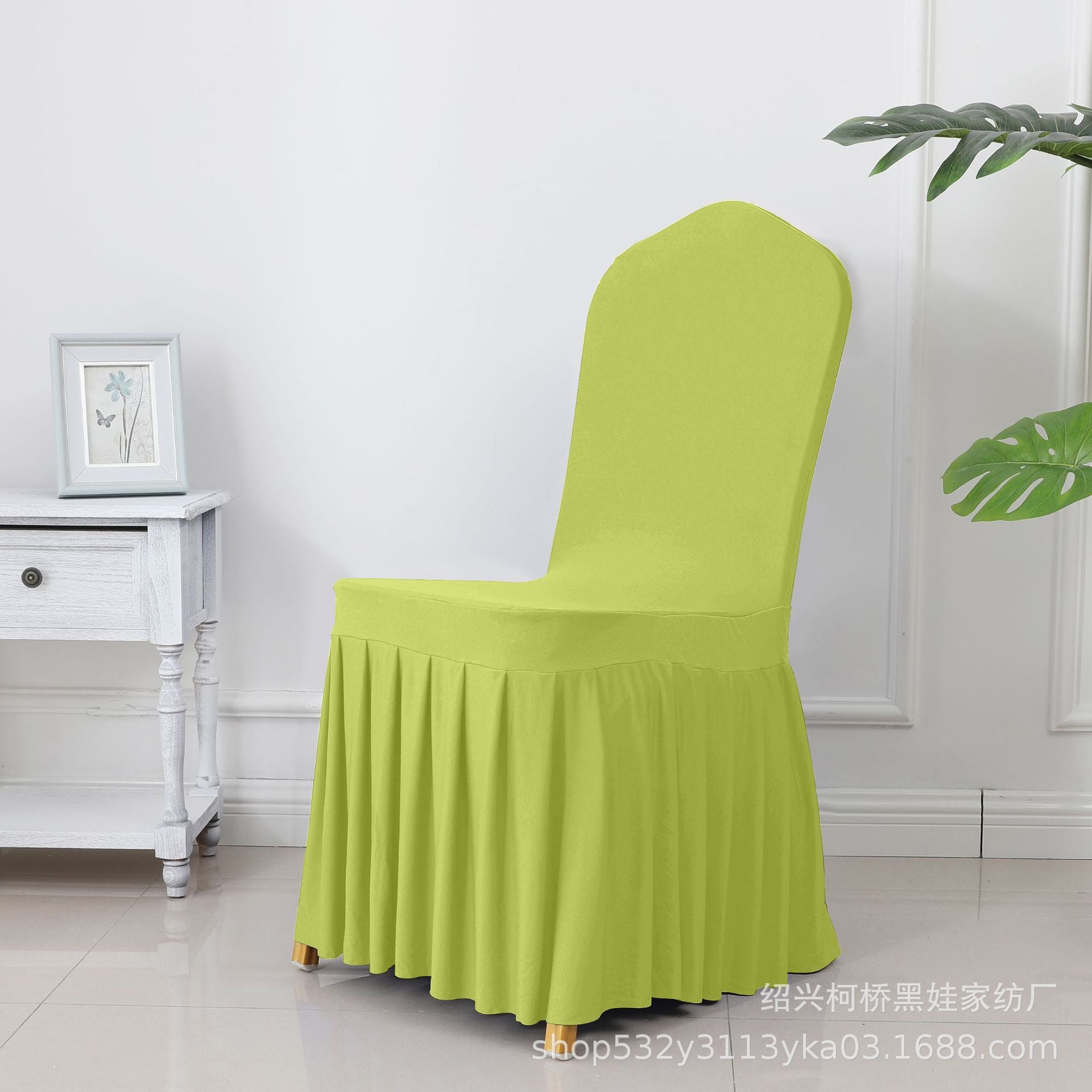 Chair Cover Thickened Stretch Pleated Skirt Dining Chair Cover Hotel Wedding Banquet Event Stool Cover Hotel Cloth