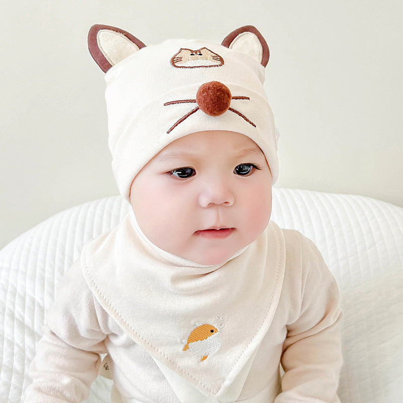 Katu Bear Infant Hat Spring & Fall 3-6-12 Months Male and Female Baby Pullover Hat Cotton 100-Day Sleeping Hat
