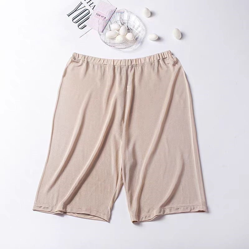 24 Summer New Style Silk Shorts for Women, Plus Size, Anti-Exposure, Breathable, Thin Safety Shorts, Mulberry Silk Pajama Shorts, Leggings