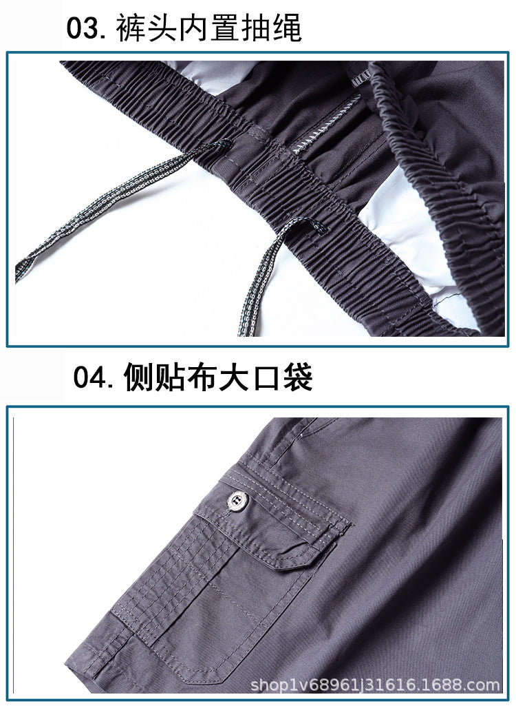 Zoruo childe summer dad summer shorts men's five-length pants cotton pants loose overalls big pants