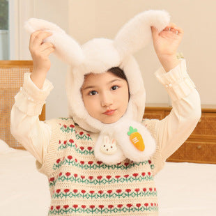 Children's Christmas Autumn and Winter Scarf Plush Warm Cute Cartoon Red New Year Festival Imitation Rabbit Fur Parent-Child Scarf