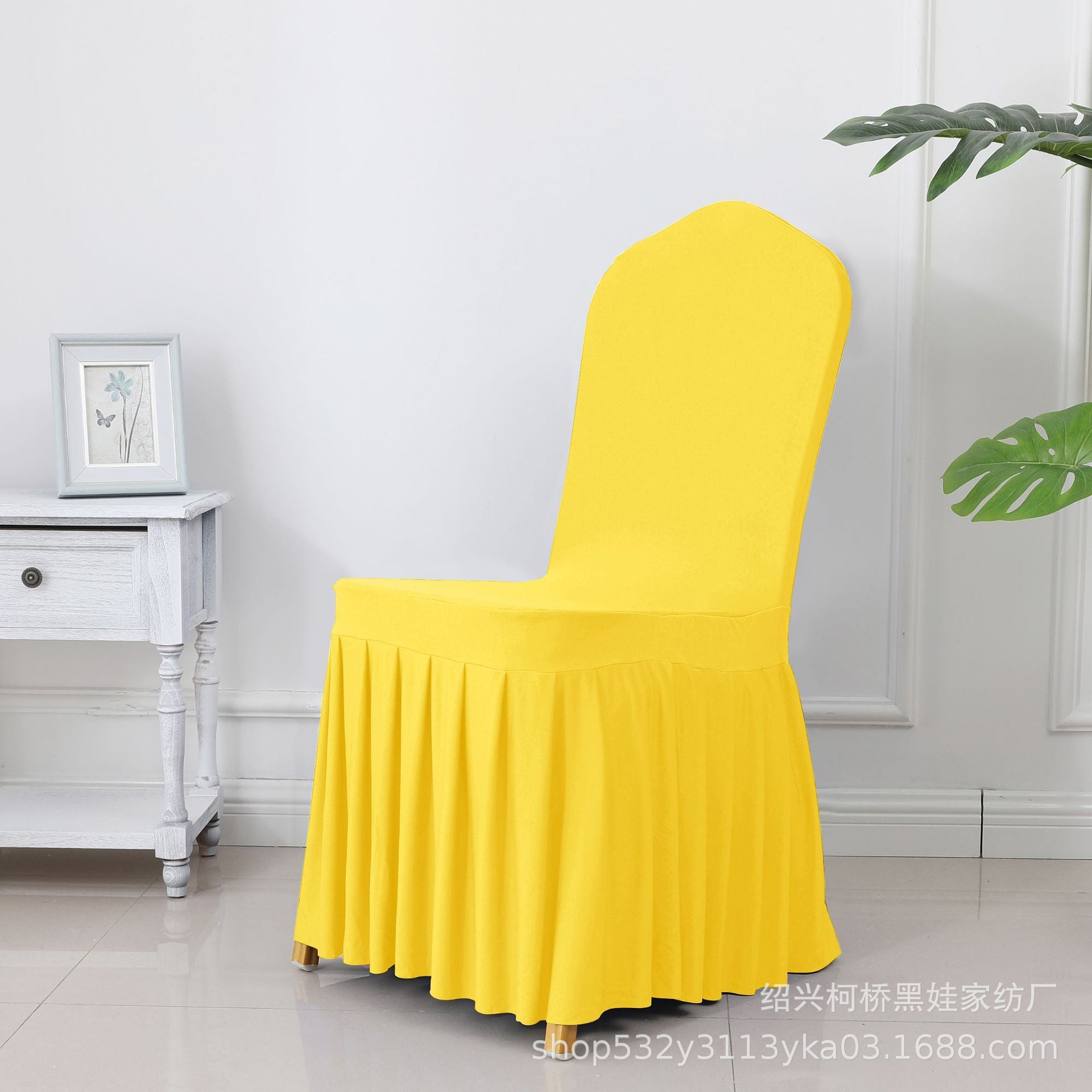 Chair Cover Thickened Stretch Pleated Skirt Dining Chair Cover Hotel Wedding Banquet Event Stool Cover Hotel Cloth