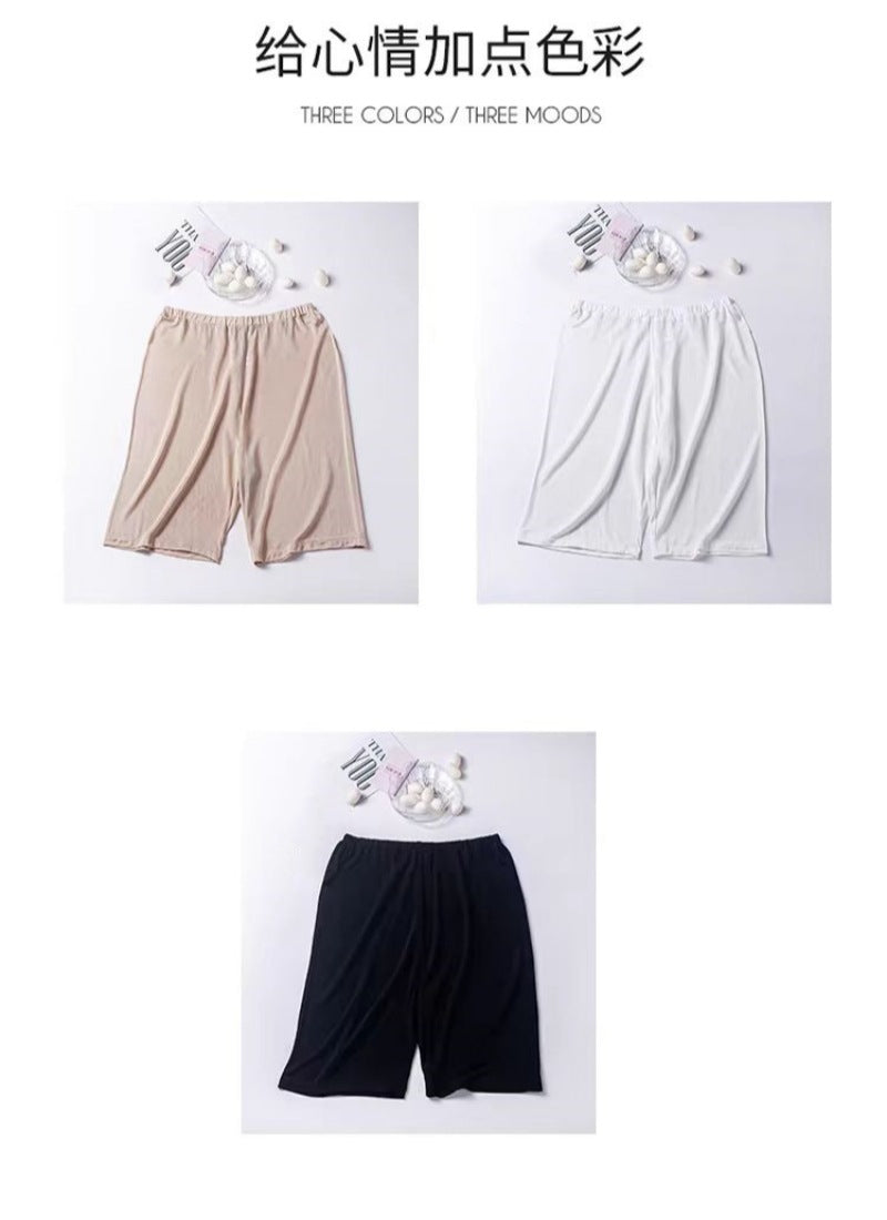 24 Summer New Style Silk Shorts for Women, Plus Size, Anti-Exposure, Breathable, Thin Safety Shorts, Mulberry Silk Pajama Shorts, Leggings