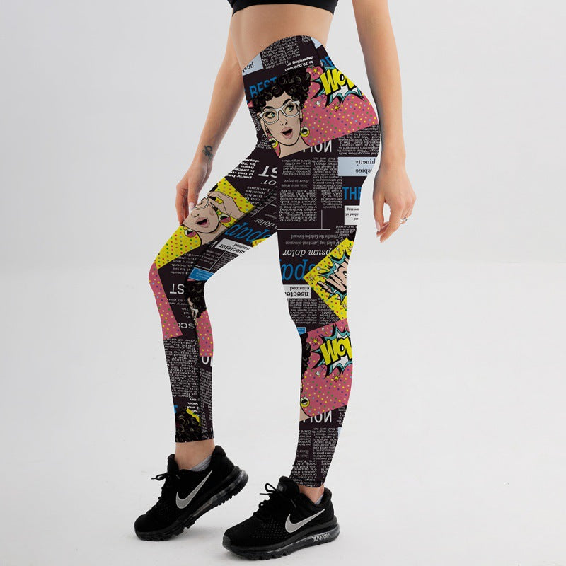 Hot Selling Women Digital Printed High Waist High Elastic Yoga Sports Tight Leggings XY5025