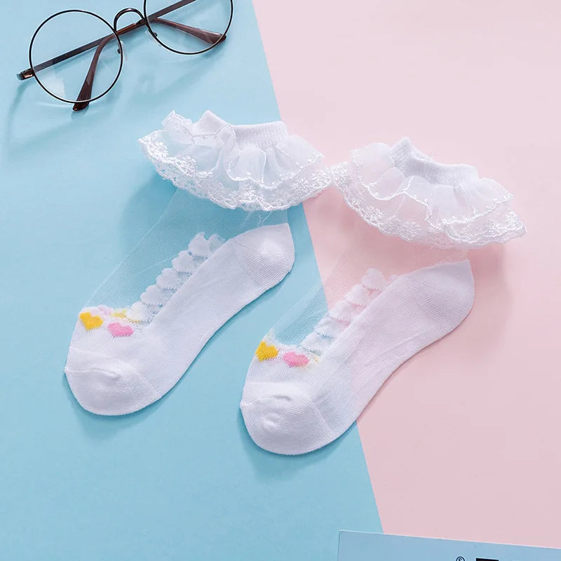1 Pair Soild Color Thin Lace Mesh Socks for Baby Children Girls Summer Dresses Paired with Princess Socks Baby Clothing