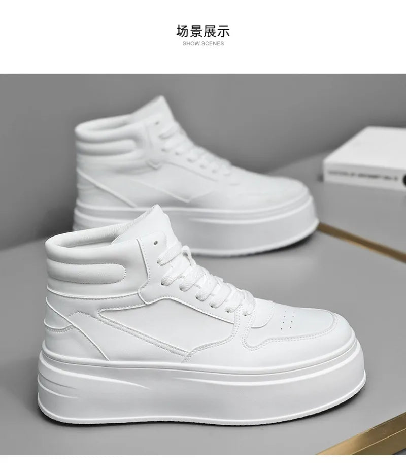 Men's Shoes Spring White Platform Comfortable Casual Shoes Man Trend Anti Slip Sneakers 2025 Fashion Thick Soled Shoes Zapatos
