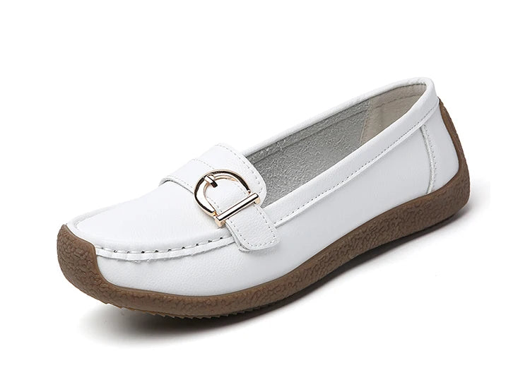 Woman Shoes 2025 New Low Heels Casual White Shoes Women's Loafers Slip On Elegant Flat Heel Zapatos De Mujer Soft Leather Flats