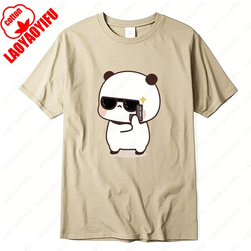 Kawaii Bubu Dudu Couple Shirt Bear Panda Are Spy Love Things Couple Do Tshirt Cute Matching Cotton T-shirt Man Woman Casual Tees