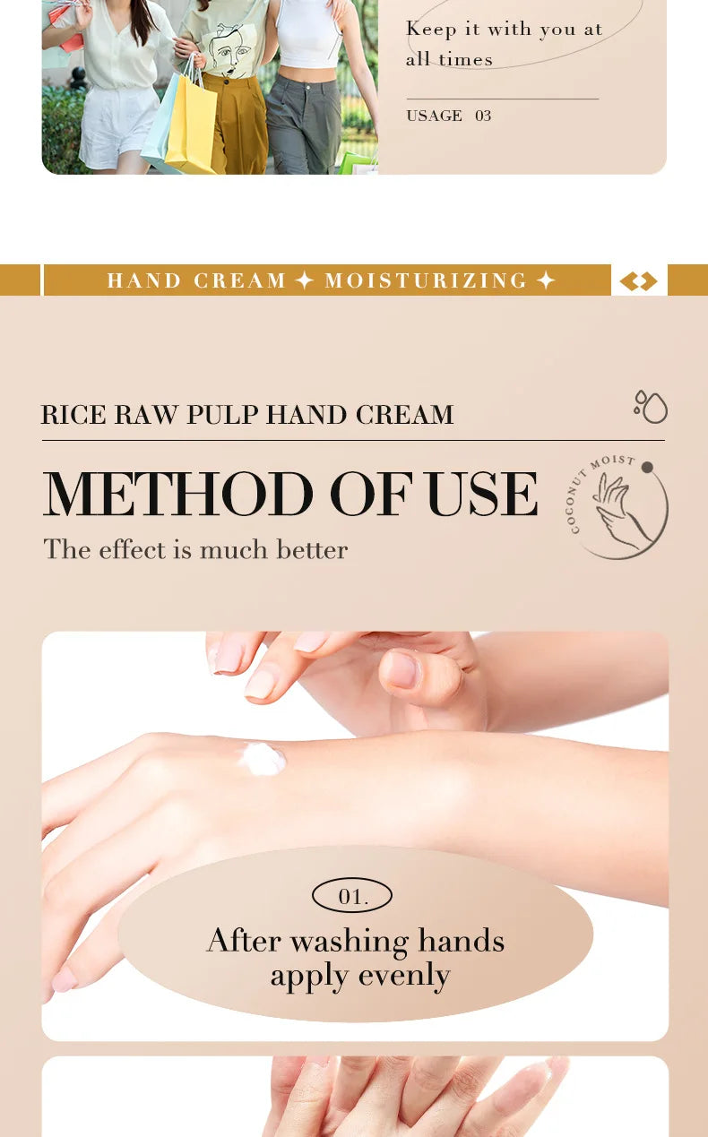 BIOAQUA White Rice Hand Cream Whitening Moisturizing Nourishing Anti-aging Handcream Hands Skin Care Products
