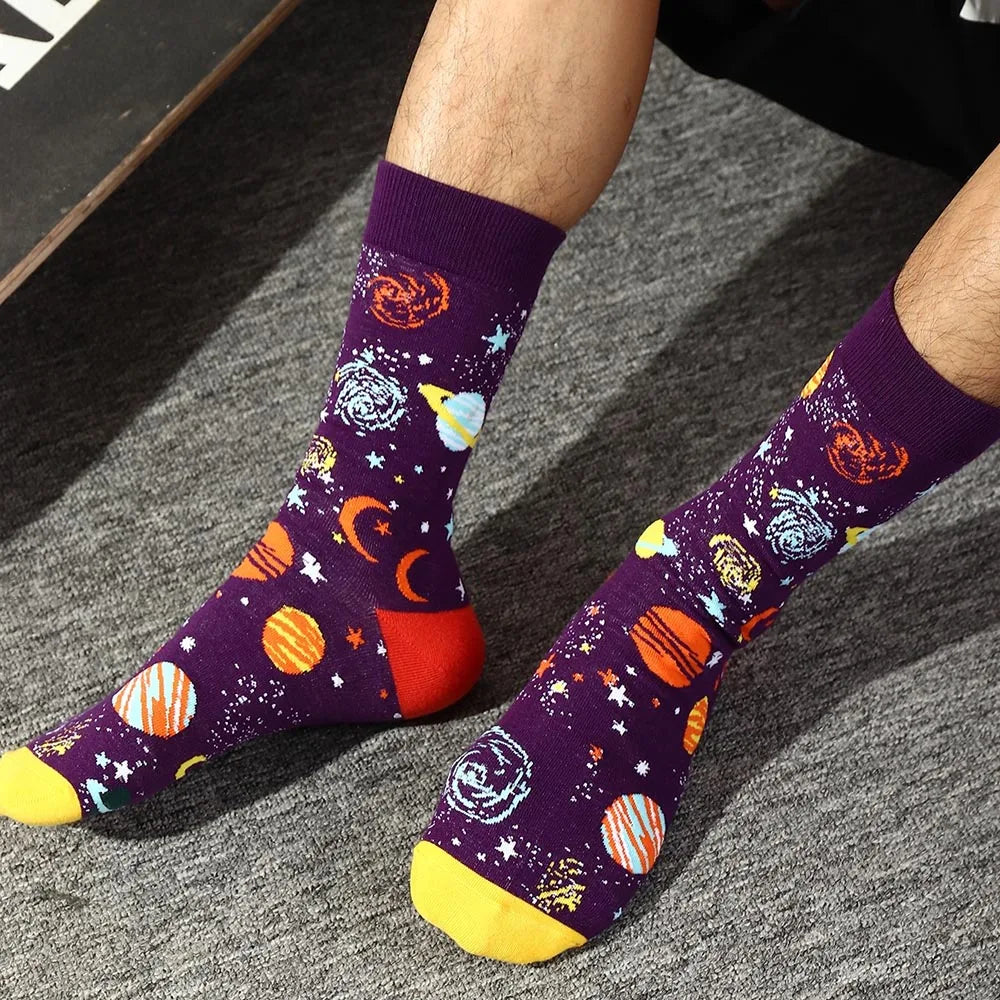 5 Pairs New High Quality Combed Cotton Men Socks Women Happy Fashion Novelty Skateboard Crew Casual Funny Socks for Men