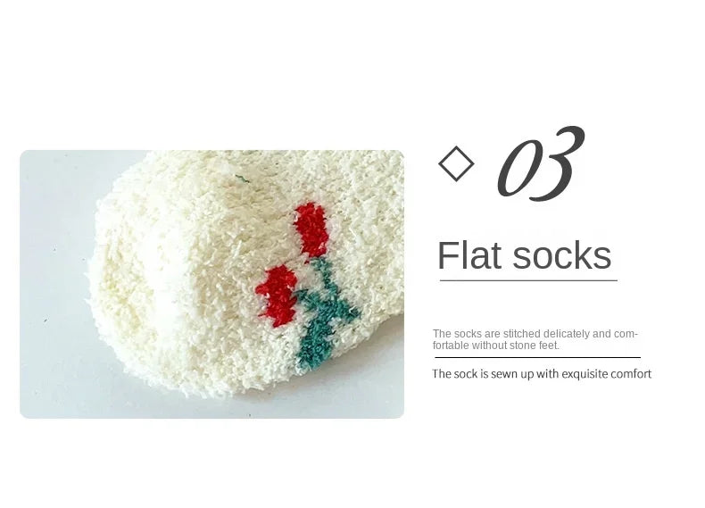 Japanese Kawaii Cute Socks Autumn Winter Thicken Warm Soft Plush Women Socks Coral Fleece Thermal Homewear Floor Sleeping Socks