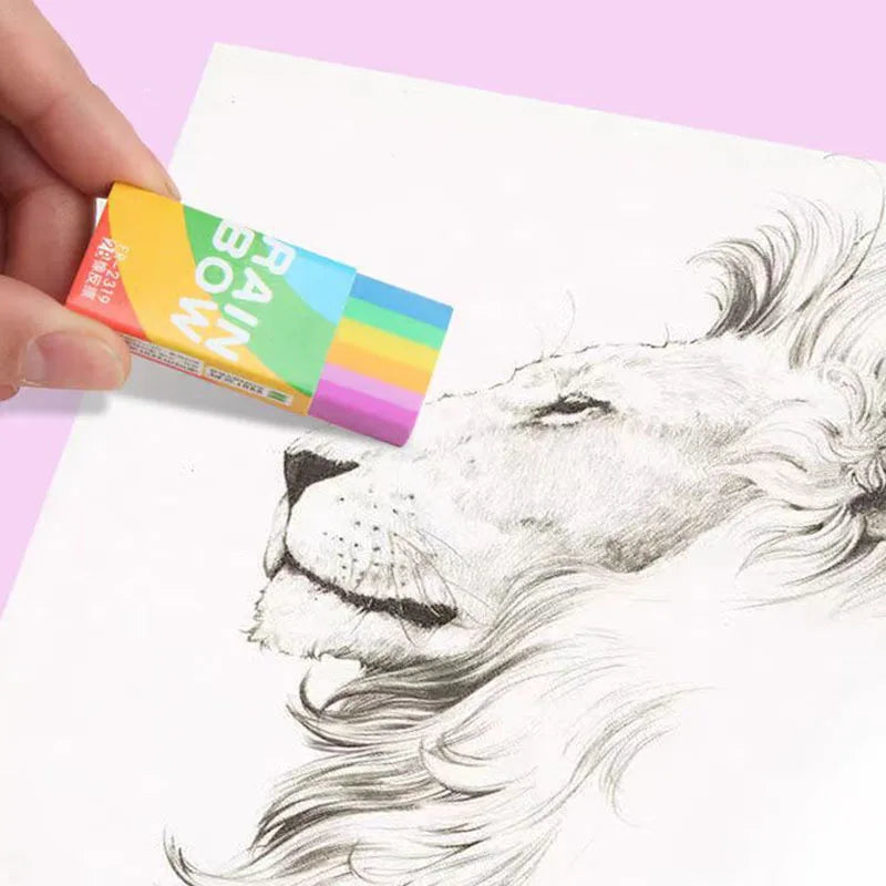1 Piece Lytwtw's Cute Kawaii Creative Rainbow Eraser Rubber Stationery School Supplies Novelty Lovely Eraser