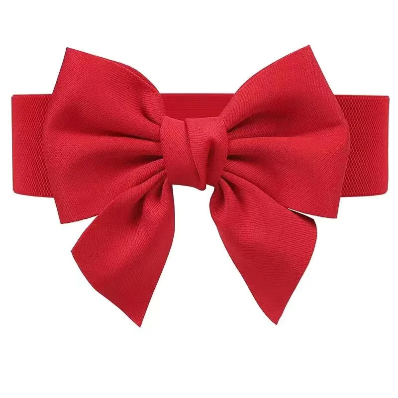 Women Big Bow Waistband  Elastic Wide Waist Belt Fashion Solid Bowknot Waist Straps For Dress Decorate Clothes Accessories