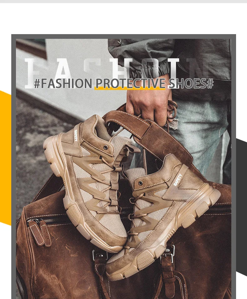 Work Safety Shoes Men's Safety Boots Anti-smash Work Shoes With  Plastic steel head Shoes Men Work Boots Anti-stab Safety Sneake