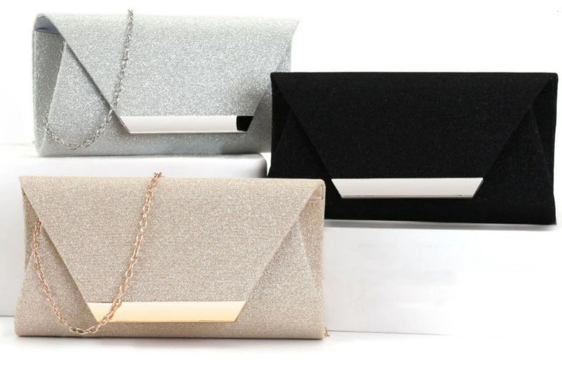 Glitter Clutch Shiny Evening Bags For Women Formal Bridal Wedding Clutch Purse Prom Cocktail Party silver Envelope Chain Bag