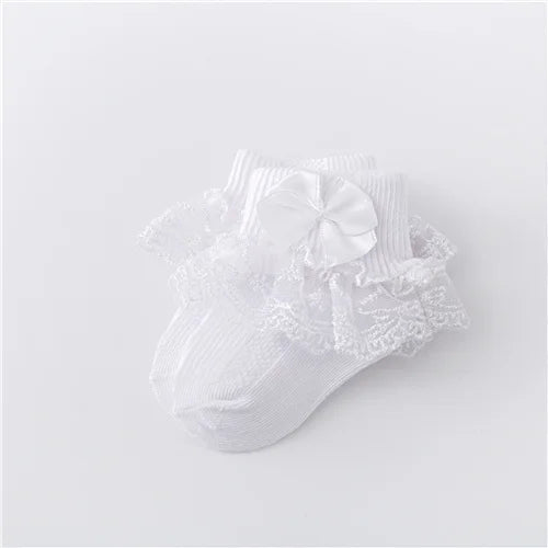 0-24Month Newborn Baby Socks For Girls Cotton Lace Infant Girls Sock Princess Bow Toddler Baby Girls Socks Four Season