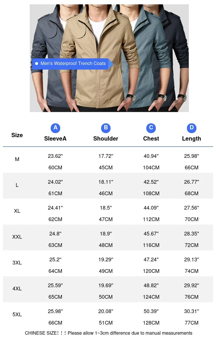 DIMUSI Men's Lightweight Coats Spring Autumn Man Waterproof Jackets Causal Men Stand Collar Windbreaker Camping Jacket Clothing