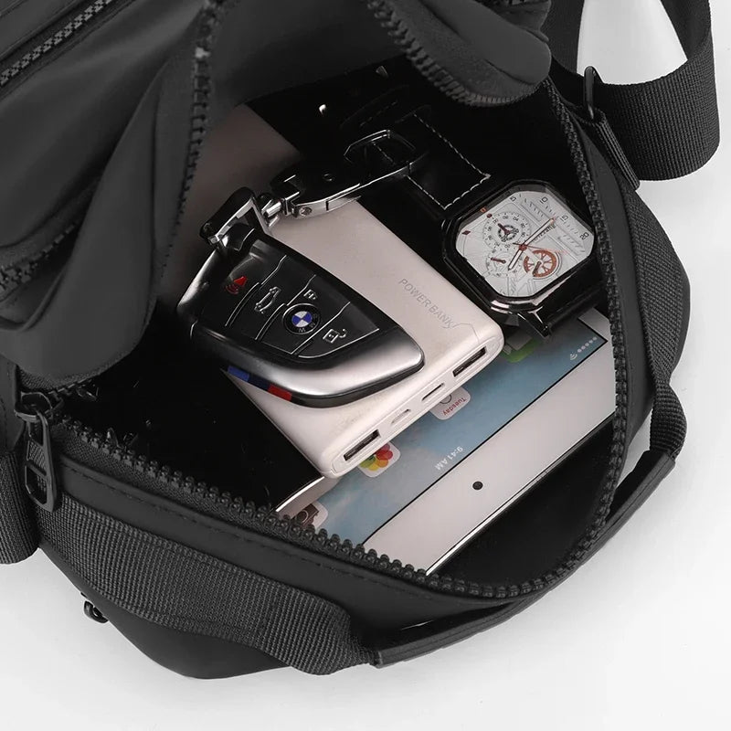 Messenger Sling Bags for Men Casual Oxford Small Zipper Crossbody Pouch Simple Mini Crossbody Phone Bag Male Side Shoulder Bag