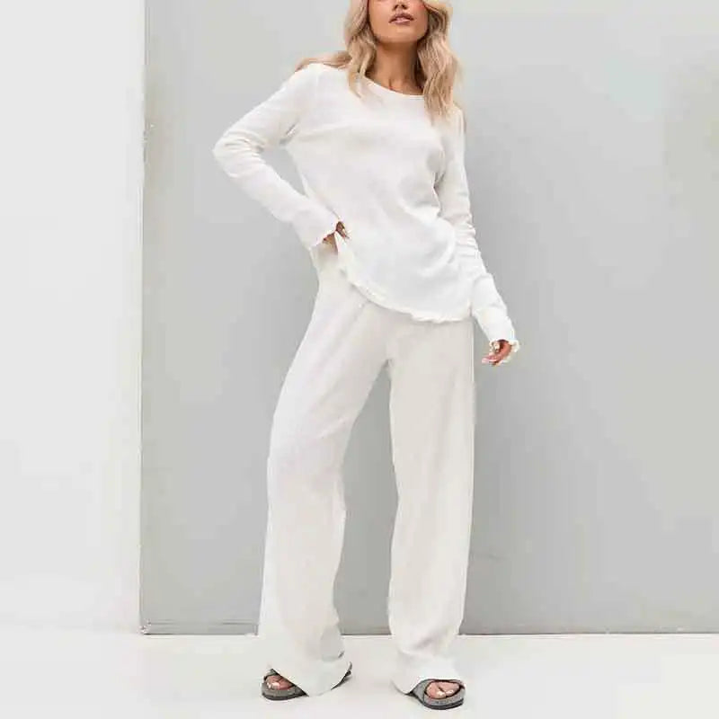 Stylish Long Sleeve Pajamas Sets for Women 2 Piece Soft Cotton Casual Homewear Comfortable Lady's Loungewear Spring Thin Design