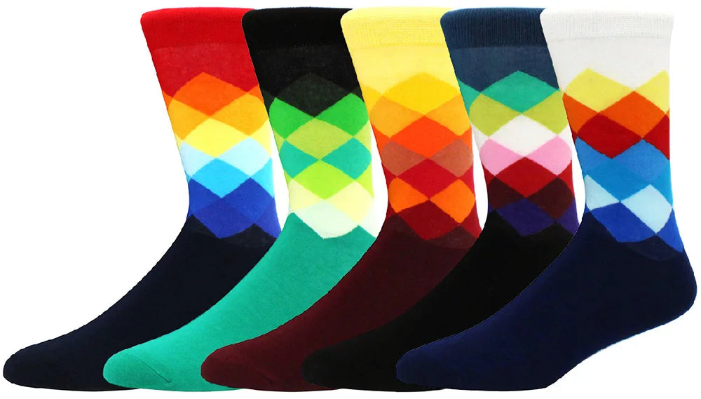 5 Pairs Men Middle Tube Socks Fun Casual Business Socks Colorful Halloween Animal Vintage Happy Woman Cotton Socks