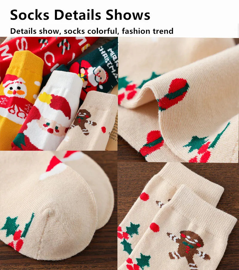 Kids Christmas Socks For 1-10Years Children's Short Socks Girls Boys Winter Warm Cotton Toddler New Year Gift Santa Claus Socks