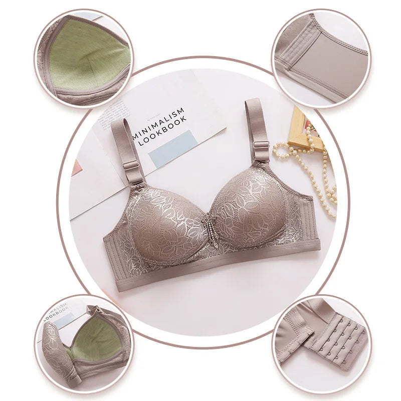 Comfortable Breathable Adjustable Brassiere Thin Section Without Steel Ring Bra Large Breasts Appear Small Side Gathering Bra