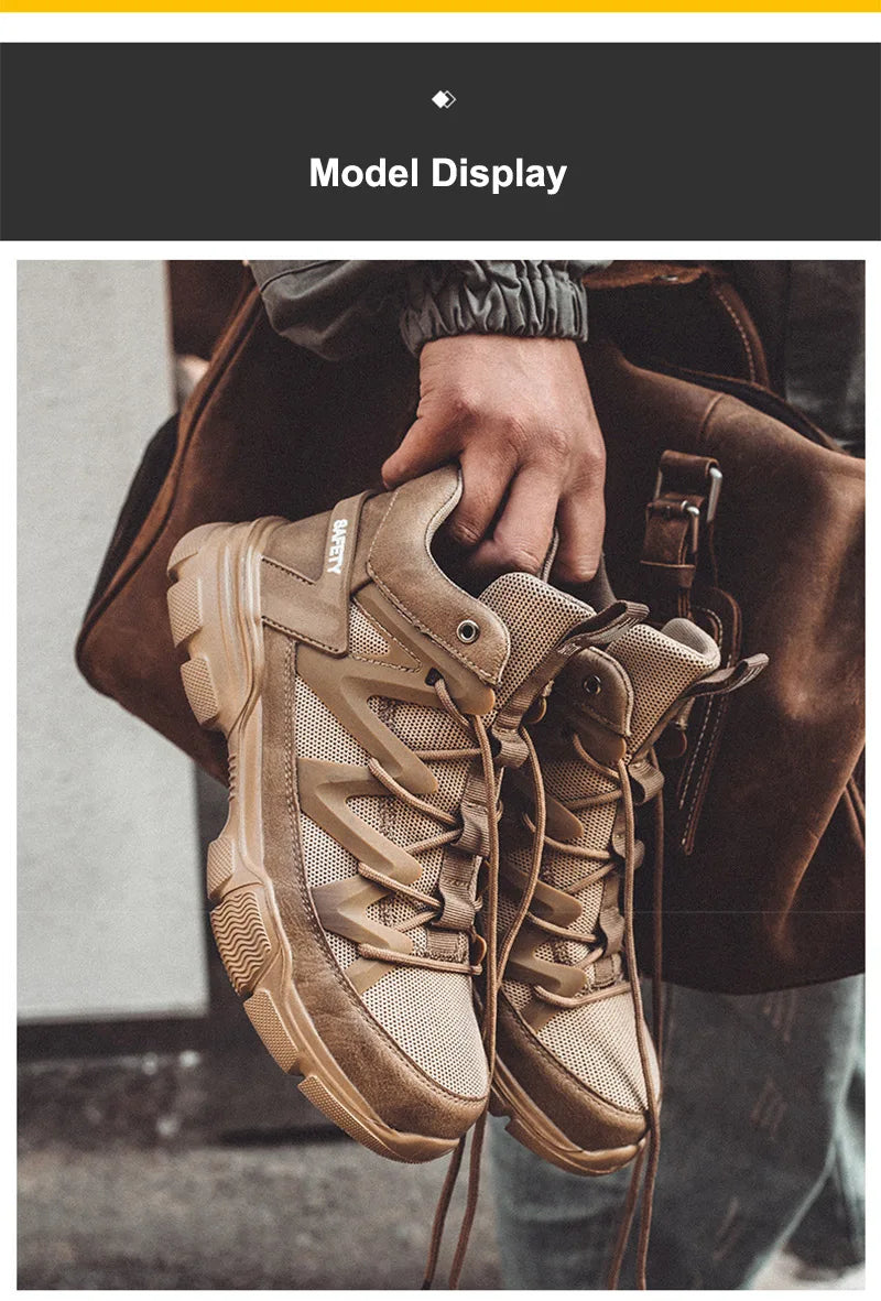 Safety Shoes Universal Breathable Outdoor Work Boots Steel Toe Anti-smash Puncture Proof Working Protective Sneakers for Men