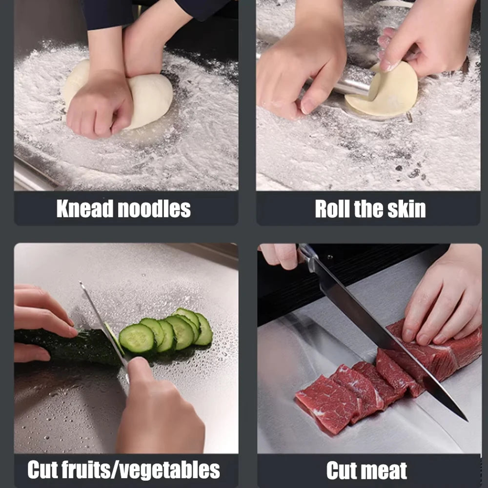 Stainless Steel Chopping Board L-Shaped Large Size Double Panel Multifunctional Home Kitchen Fruit Cutting And Kneading Panel