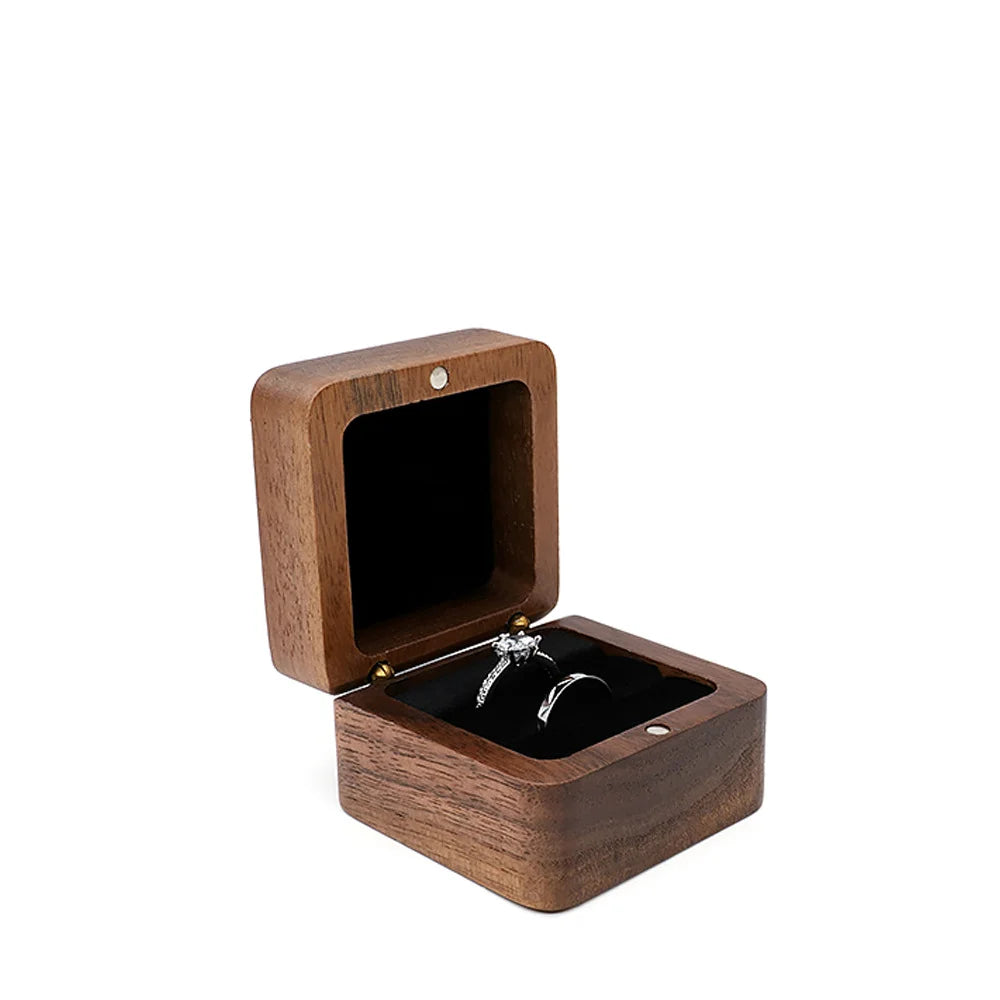 Diamond inlaid jewelry box, walnut solid wood wedding ring box, seeking marriage, diamond ring, Valentine's Day gift,  jewelry