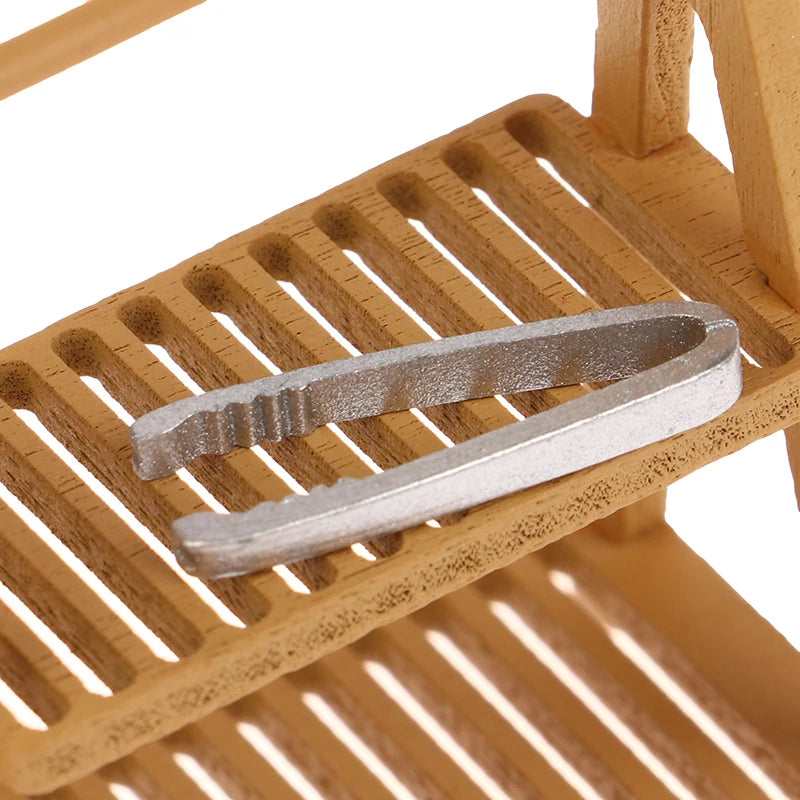 1Set 1:12 Dollhouse Miniature Bread Rack Cake Shelf Storage Box/Basket W/Baking Clip Scene Decor Doll House Accessories