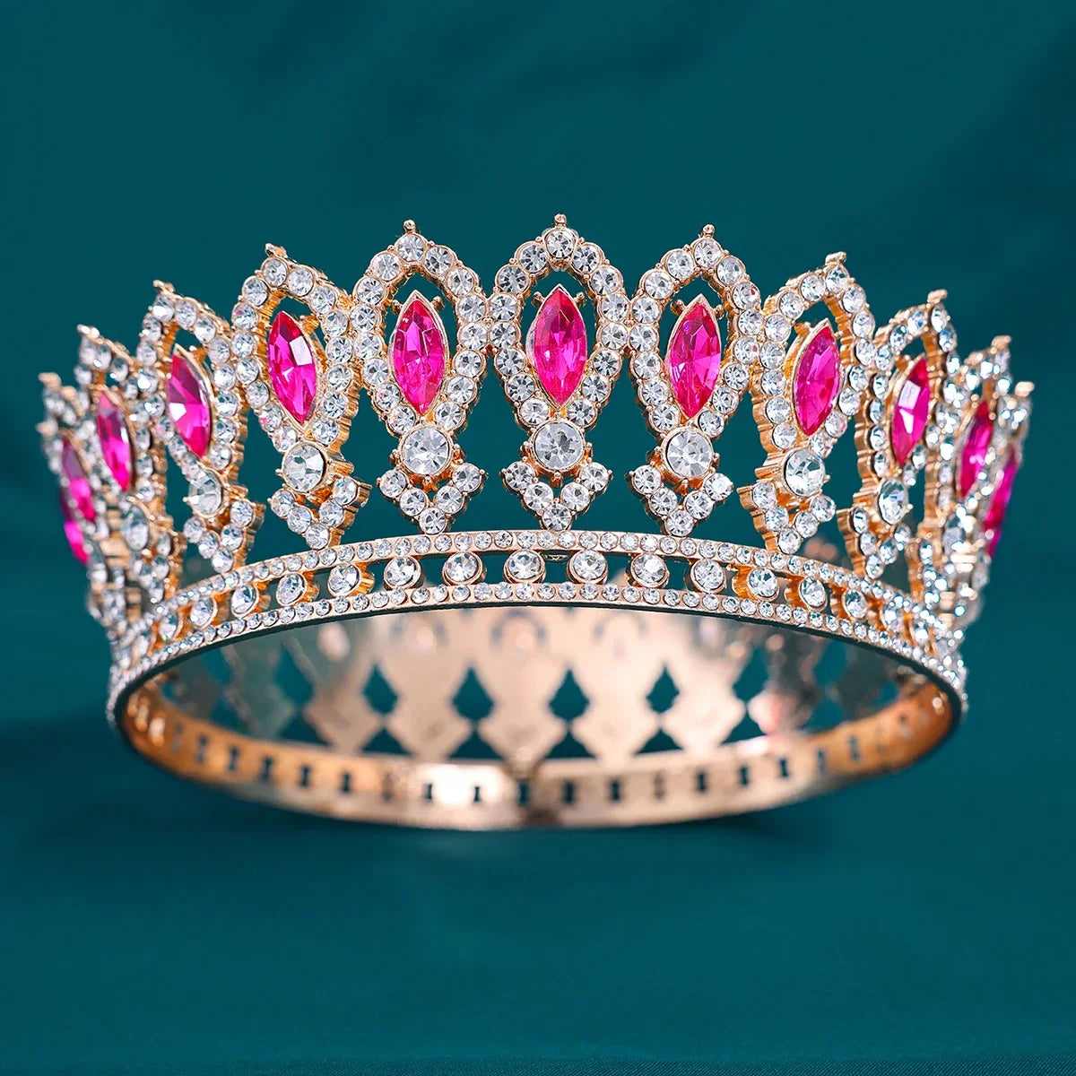 Vintage Bridal Tiara Baroque Marquise Rhinestone Round Crown Wedding Dress Accessories Crown Hair Jewelry Accessories