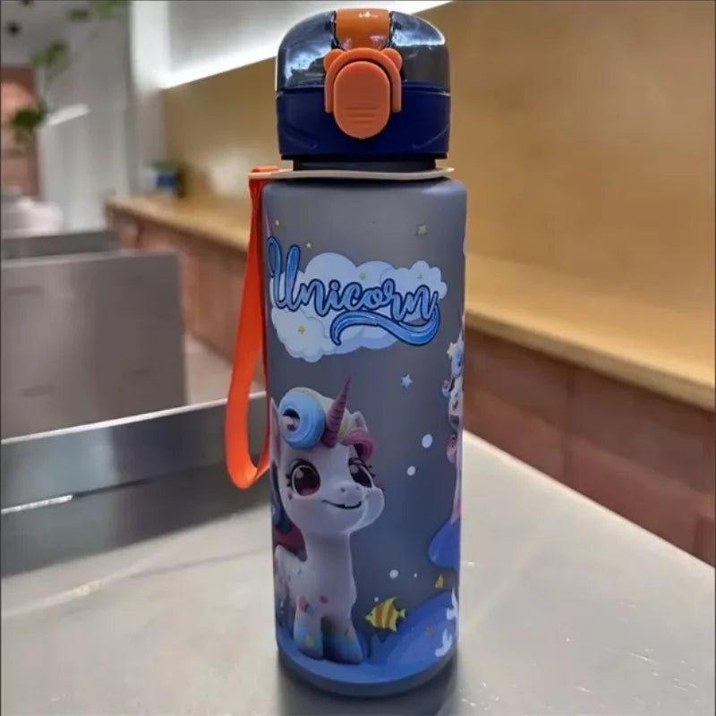 700ml Cosmic Astronaut Themed Insulated Water Bottle Leakproof Flip Lid Carrying Strap Portable Adorable Activities Cup BPA-Free