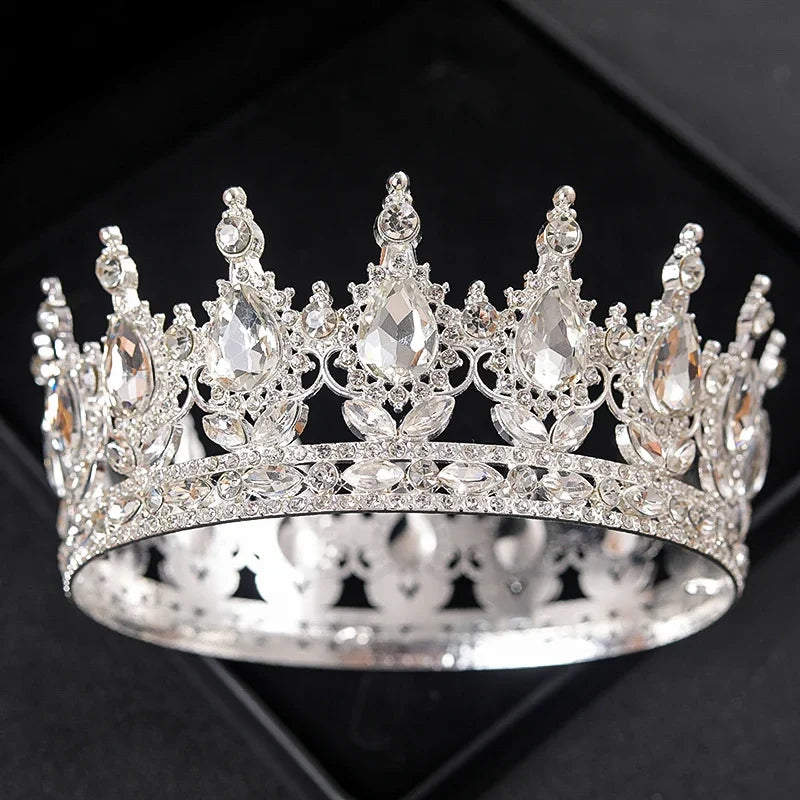 Baroque Crystal Tiaras And Crowns Rhinestone Prom Diadem Headband Crown Bridal Wedding Hair Accessories Jewelry Crown Tiara Gift