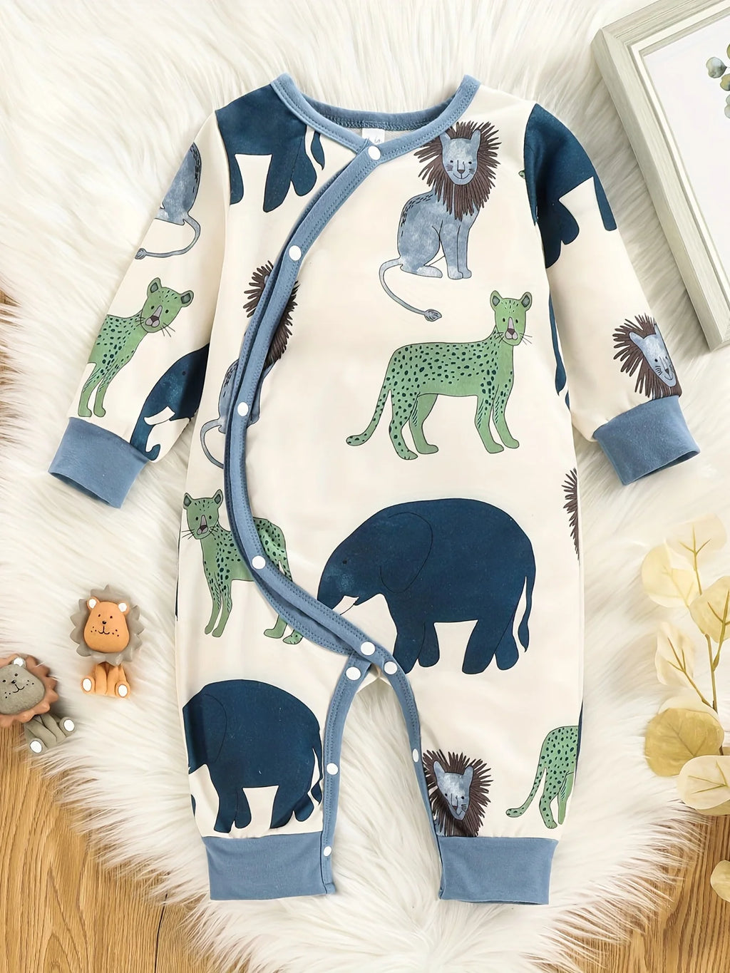 0-18 Months Spring And Autumn New Boy Kids Toddler Long Sleeve Cartoon Cute Animal Print Casual Comfortable Trousers Baby Romper