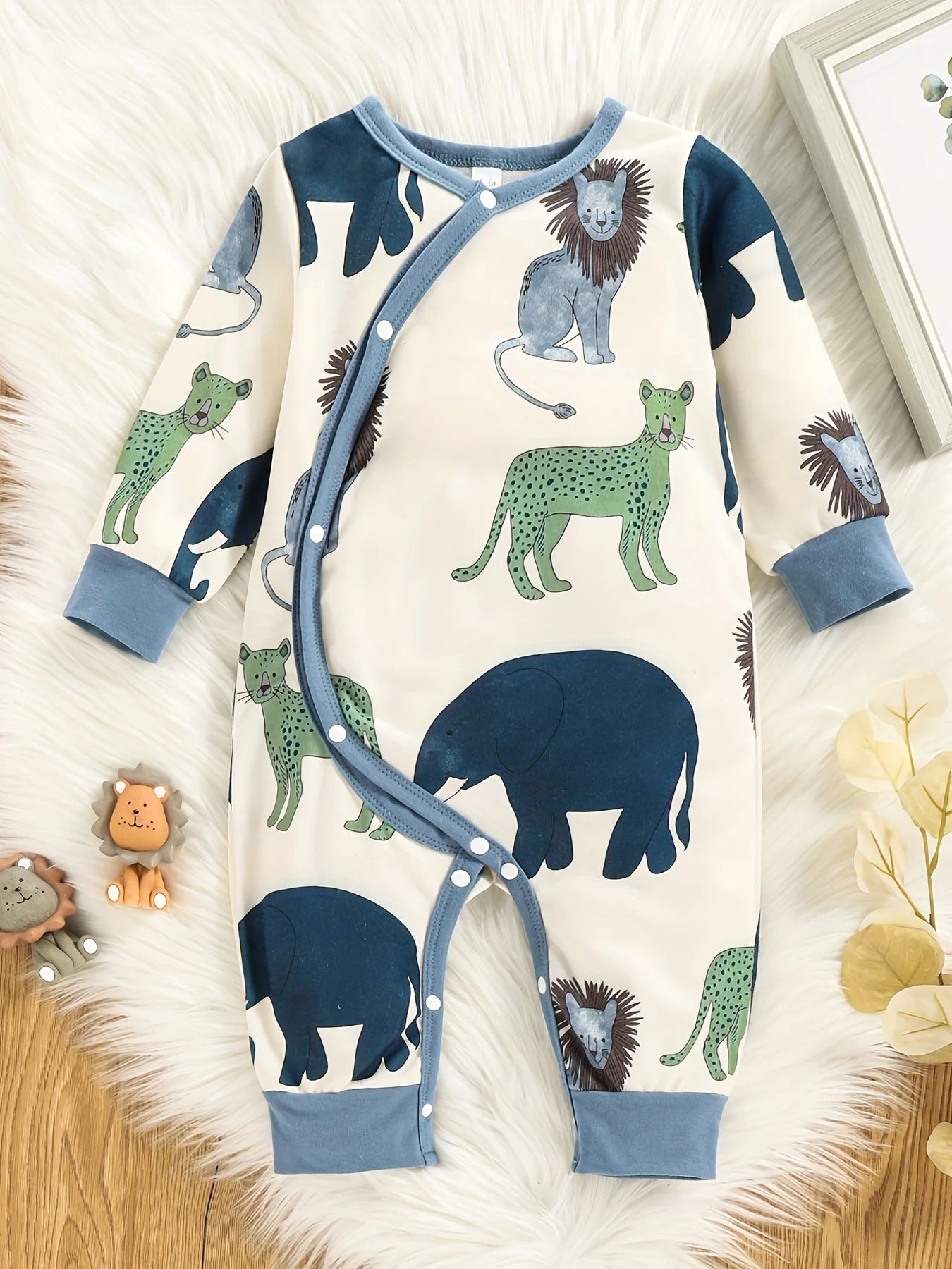 0-18 Months Spring And Autumn New Boy Kids Toddler Long Sleeve Cartoon Cute Animal Print Casual Comfortable Trousers Baby Romper
