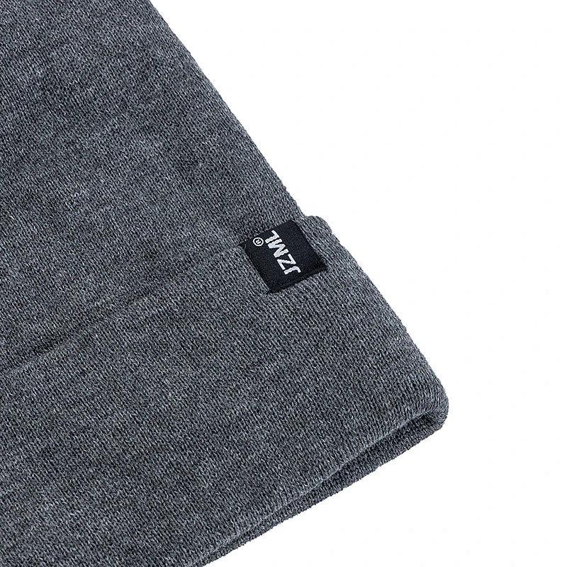 New Style JZML Letter Plush Satin Lined Anti-Static Beanie Hat Autumn&Winter Hats For Men And Women Outdoor Knitted Hats