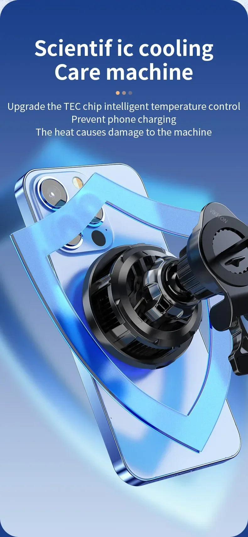 30W Ice Cooling Magnetic Wireless Car Charger Fast Charging Station for iPhone15 14 13 12 Pro Max MacSafe Car Phone Holder Stand