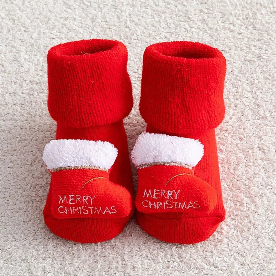 0-3 Years Children Clothing Accessories Infant Non-Skid Anti-Slip Stuff Boy Girl Floor Warm Christmas Stockings Kids Socks