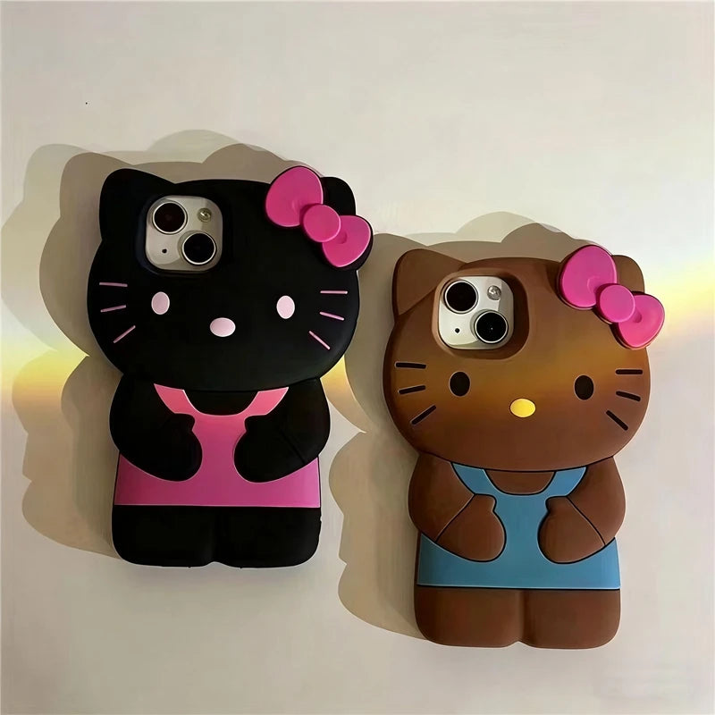 Bowknot Kitty Cat 3D Silicone Soft Phone Case For iPhone 17 Pro Max 16 15 14 Plus 13 Mini 12 11 7 8 4 4S 5 5S X XR SE