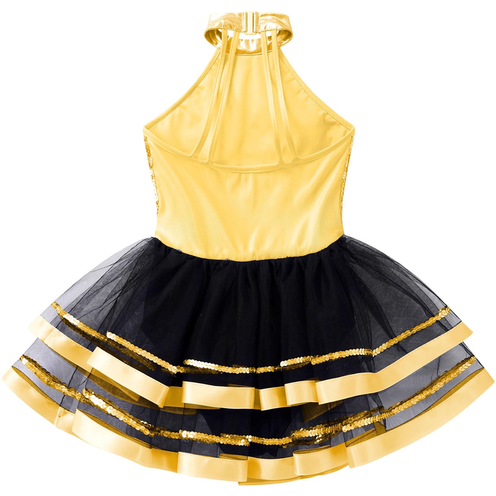Jazz Dance Costume Kids Halter Shiny Sequins Gymnastics Unitards Dress Girls Ballet Leotard Tutu Stage Performance Clothing