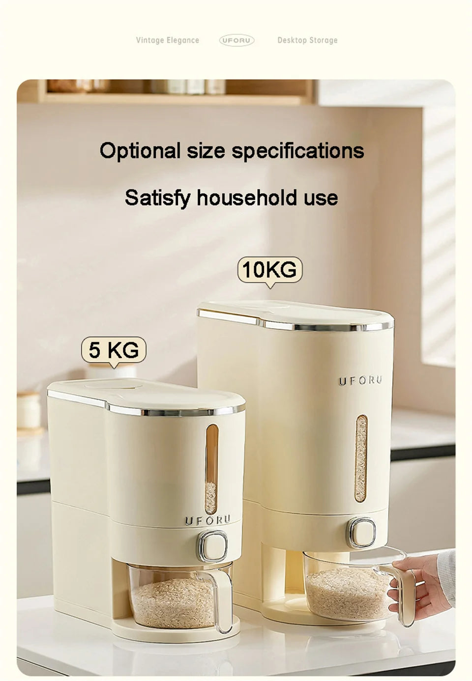 Sealed Rice Bucket Sealed Moisture Proof Rice Dispenser With Cup Grain Powder Boxes Storage Food Cereal Container