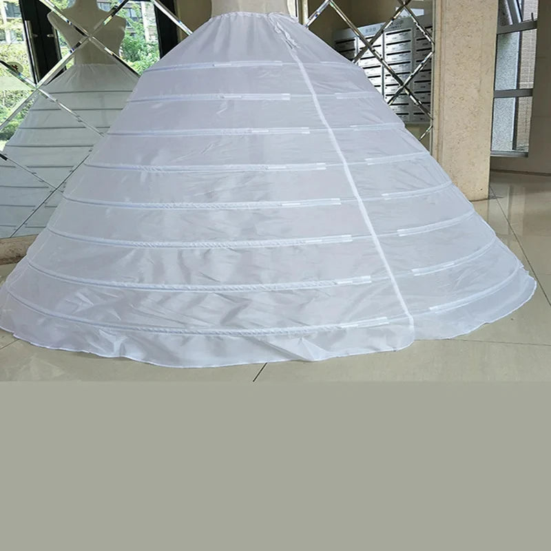 White 8 Hoops Super Puffy Petticoats Half Slip Skirt Floor Length Ballgown Underskirt for Wedding  Quinceanera Dress