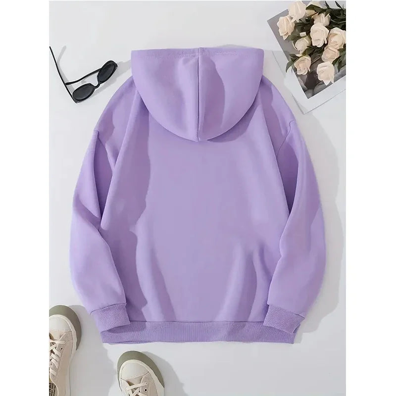 Combination of Love and Butterfly Pattern Long Sleeve Hoodies Women's Trendy Pocket Sweatshirt  Vintage Y2k Hooded Clothing