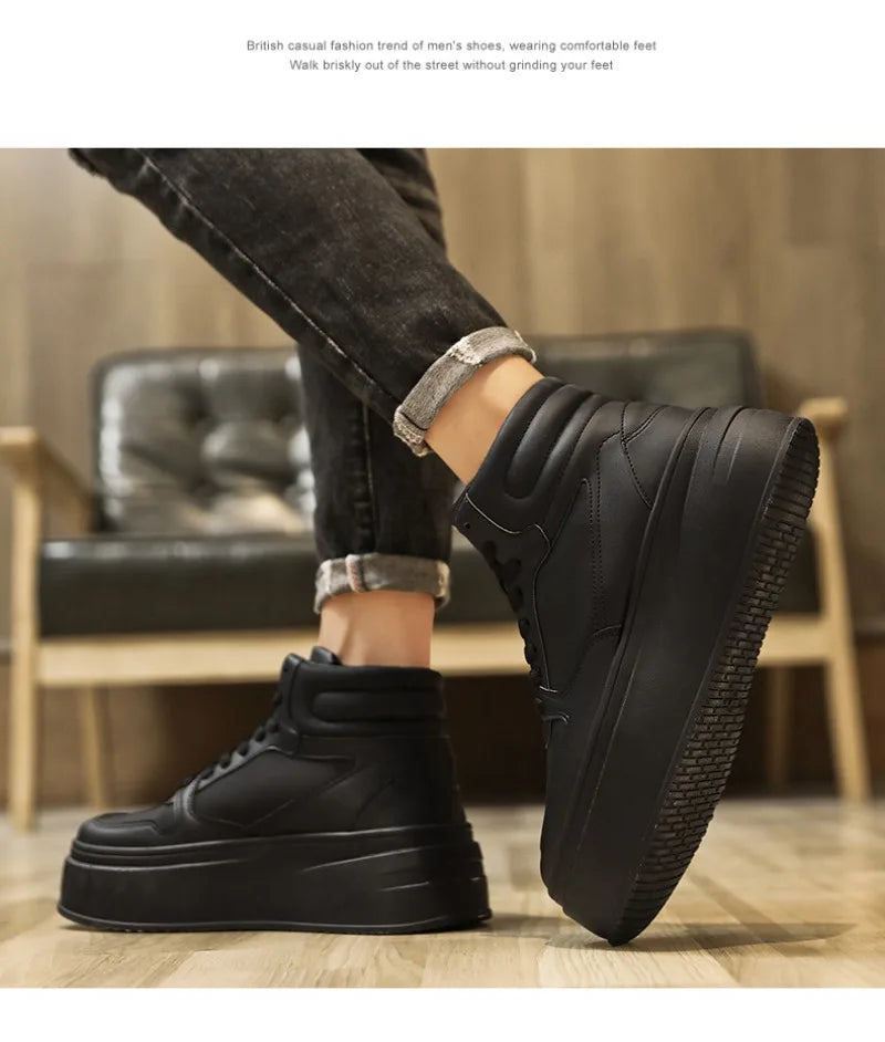 Men's Shoes Spring White Platform Comfortable Casual Shoes Man Trend Anti Slip Sneakers 2025 Fashion Thick Soled Shoes Zapatos